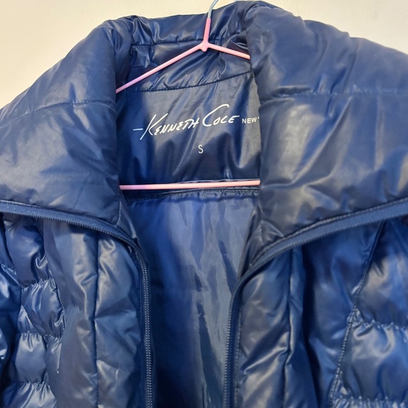 Kenneth Cole Full Zip Packable Down Quilted Puffer Jacket Cobalt Blue Womens S - Picture 3 of 3